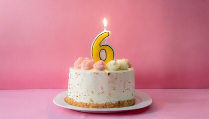 6 year Birthday cake. Six number birthday cake.	
