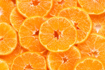 fresh juicy sliced ​​tangerines, background of sliced ​​tangerines 9