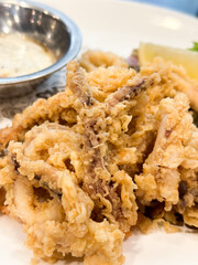 Close up of crispy calamari