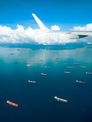 Cargo ships in the Pacific ocean