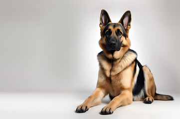 German shepherd dog portrait. Copy space and isolated