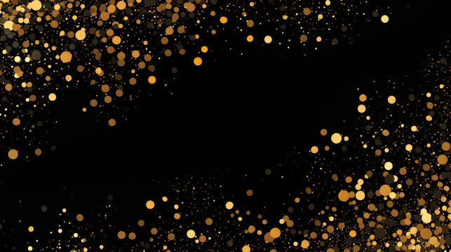 gold confetti with small yellow circles on a black background - Powered by Adobe