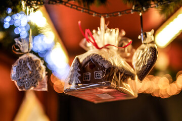 Gingerbread cottages on Christmas fair
