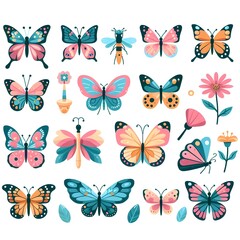 set of butterflies