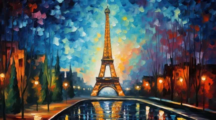 Tuinposter Effiel Tower In Oil Painting Style © Left