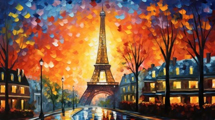 Obraz premium Effiel Tower In Oil Painting Style
