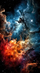 Fototapeta na wymiar colorful deep space nebula, birth of stars, generative ai