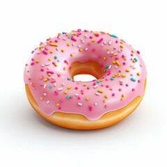 Donut with Topping Isolated on White Background. Generative ai