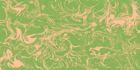 Abstract style chaotic wavy peach and green design - background. Peach Fuzz. Multicolored vector illustration for cards, business, banners, wallpaper, textile	