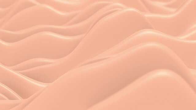 Peach fuzz Pantone Color year 2024, 3d abstract flow background animation with delicate movement of waves. Ideal for use as background to write text or presentations. 4k resolution. This is the color 