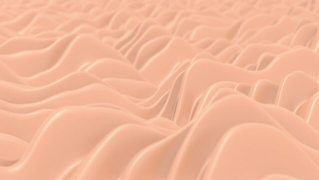 Peach fuzz Pantone Color year 2024, 3d abstract flow background animation with delicate movement of waves. Ideal for use as background to write text or presentations. 4k resolution. This is the color 