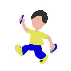 A school boy walking