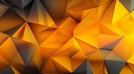 Fototapeta premium Yellow orange abstract background for design. Geometric shapes. Lines, triangles. 3d effect. Light, glow, shadow. Gradient. Dark grey, silver. Modern, futuristic. Design concept. Wallpaper concept. Ab