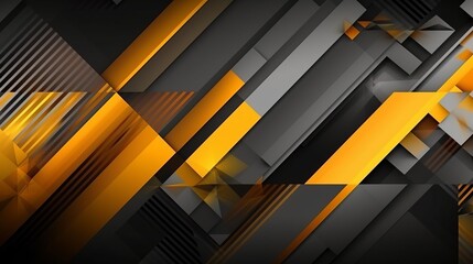 Yellow orange abstract background for design. Geometric shapes. Lines, triangles. 3d effect. Light,...