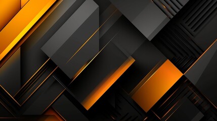 Fototapeta premium Yellow orange abstract background for design. Geometric shapes. Lines, triangles. 3d effect. Light, glow, shadow. Gradient. Dark grey, silver. Modern, futuristic. Design concept. Wallpaper concept. Ab