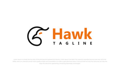 simple minimalist hawk logo in circle line style