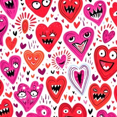 Kooky Crazy Weird Wild Love Hearts with Funny Faces Happy Joy Fun Love Pink and Red Cartoon Many faces of Love Love is Wild Love is Fun Crazy Love Lovesick Love Crazy Fool