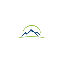 Mountain Logo Simple Blue Vector Design 
