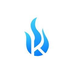 K Fire Blue Modern Startup Logo Design Vector