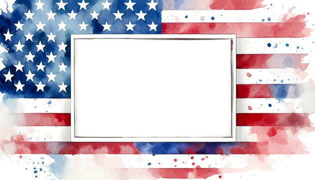 American Flag background with frame and space for text, illustration