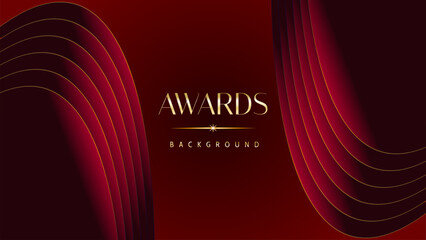 Red maroon golden royal awards graphics background. Golden sidelines. Modern template grand luxury premium corporate abstract design template trophy banner certificate. - obrazy, fototapety, plakaty