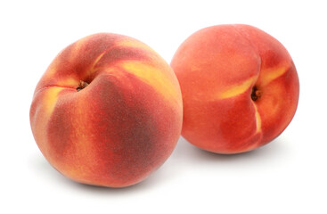 Delicious fresh ripe peaches isolated on white