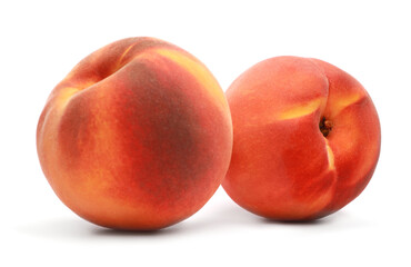 Delicious fresh ripe peaches isolated on white