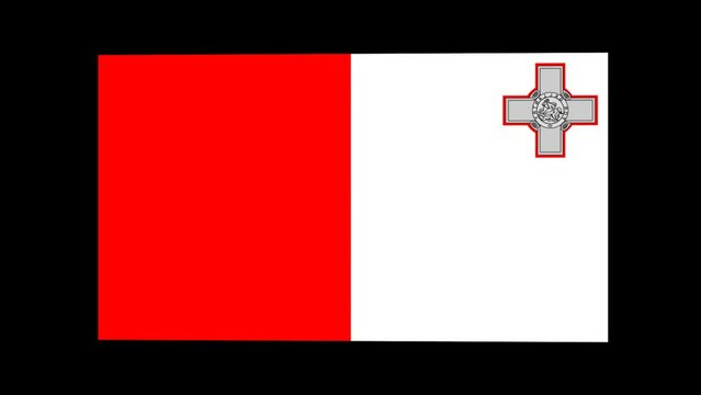 マルタの国旗が回転します。背景はアルファチャンネル(透明)です。