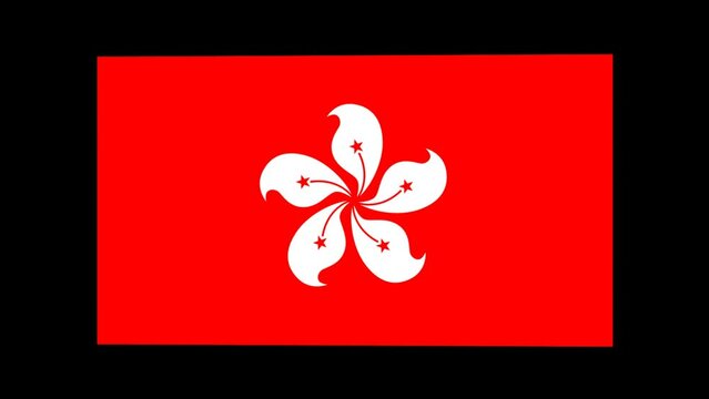 香港の旗が回転します。背景はアルファチャンネル(透明)です。