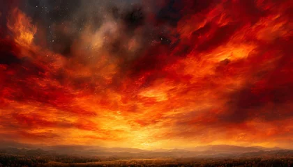 Rolgordijnen Red sunset. Sky with clouds. Beautiful black red abstract background with copy space © Your Hand Please