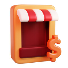 3d illustration of selling shop rendering icon