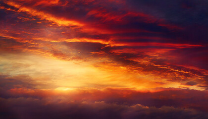 Fototapeta na wymiar Red sunset. Sky with clouds. Beautiful black red abstract background with copy space