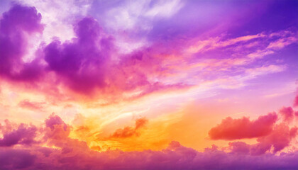 Fototapeta na wymiar Purple pink orange sunset. Colorful sky with clouds background with space for design 