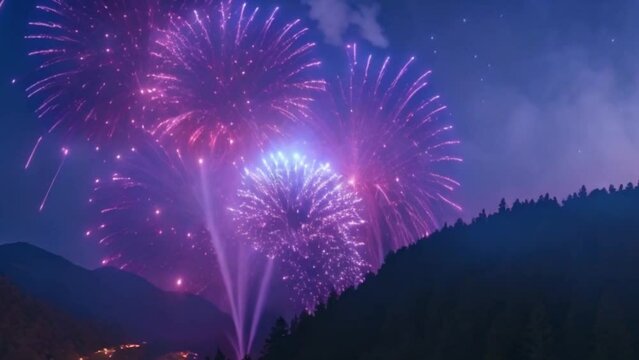 fireworks at night, footage, 4k footage, short video