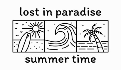 Take me to the paradise summer time monoline vector art
