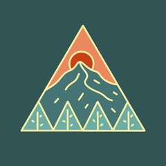 The mountain and tree on the forest nature vector t shirt patch sticker logo outdoor art