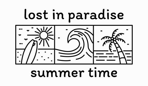 Take me to the paradise summer time monoline vector art