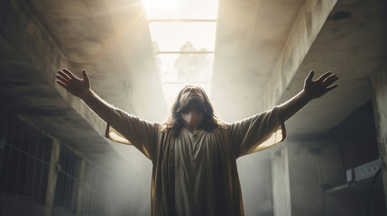 Peaceful Light: Christ's Comforting Embrace, Generative AI