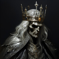 Skeleton knight skull man with crown