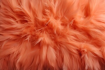 Peach fuzz is the color of 2024. Beautiful pink feathers background in pastel colors. Close-up of a...