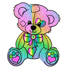 pastel rainbow Love teddy bear