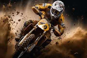Fotobehang Motocross rider in the mud © O-Foto