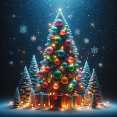 christmas decorations, christmas tree, christmas balls, fairy lights