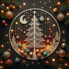 christmas decorations, christmas tree, christmas balls, fairy lights