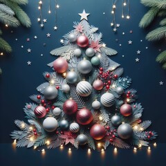 christmas decorations, christmas tree, christmas balls, fairy lights