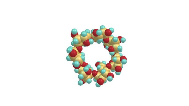 Cyclodextrin molecule rotating video Full HD