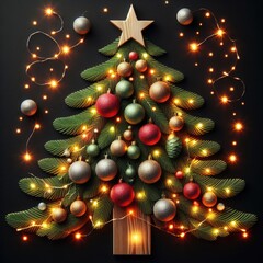 christmas decorations, christmas tree, christmas balls, fairy lights