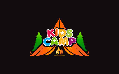 Illustration vector graphic of kids summer camp colour full logo design template