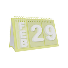 Flip Desk Calendar 29 February 3D illustration