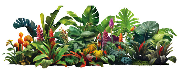 tropical plants isolated on transparent background - obrazy, fototapety, plakaty